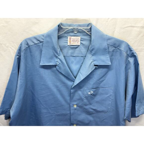 True Vintage Penneys Towncraft Shirt Sz XL Blue Plaid Penn Prest 60s One Pocket - Picture 2 of 10